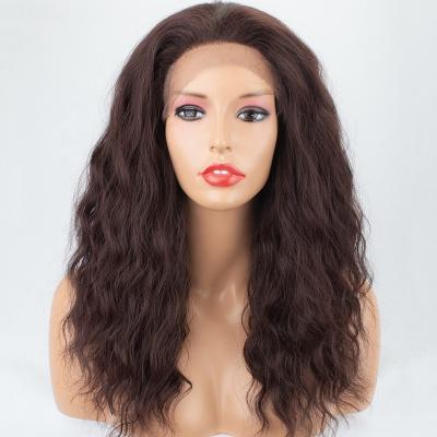 China Regular Wave Aliblisswig Natural Wavy Copper Red Mix Lace Front Wigs Heat Resistant Fiber Synthetic Hair Wigs for sale