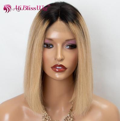 China Wholesale Bob Aliblisswig Wigs Natural Blonde Short Wigs Ombre Blonde Ombre Lace Front Wigs 100% Blonde Hairline for sale