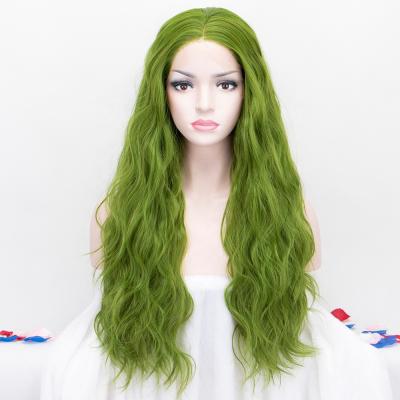 China Aliblisswig Green Wave Wigs Heat Resistant Long Free Part Synthetic Lace Front Wigs For Black Women Cosplay for sale