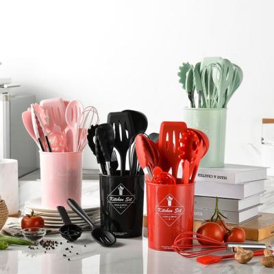 China Wholesale 10pcs Sustainable Nonstick Wooden Handle Silicone Accessories Cookware Set Cooking Baking Tools Kitchen Tableware DIY Kitchen Utensils for sale