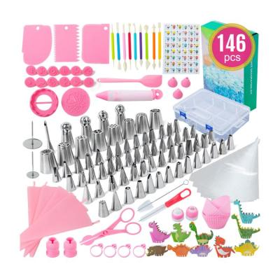 China New Arrivals Stocked 146PCS DIY Sprinklers Kits Fondant Cupcake Scraper Spatula Baking Decorating Supplies Molds Cake Tools for sale