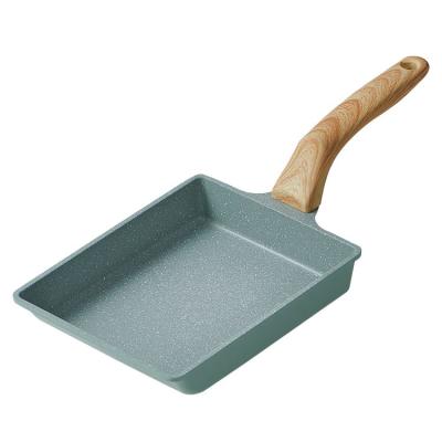 China Viable Wooden Handle Japanese Omelet Pan Cooking Wok Non Stick Frying Pan Maifan Stone Frying Pans and Pans Non-Stick Coating Backer for sale