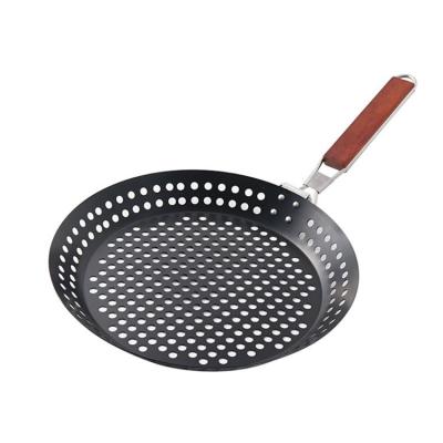 China Durable Outdoor Folding Around BBQ Cooking Holes Grill Tray Plate Non Stick Frying Pan for sale