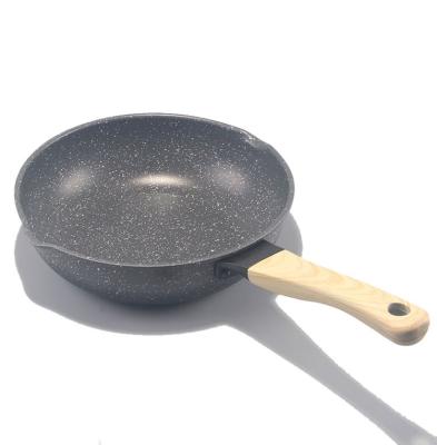 China Sustainable 11inch Marble Stone Coating Cooking Wok Cookware Non Stick Frying Pan For Induction Hobs Gas Stove for sale