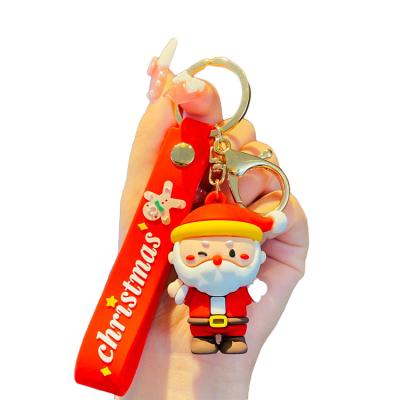 China Wholesale Custom Cartoon Santa Claus Christmas Gift Rubber Metal Cute Soft Key Chains PVC Key Chain Eco-friendly for sale