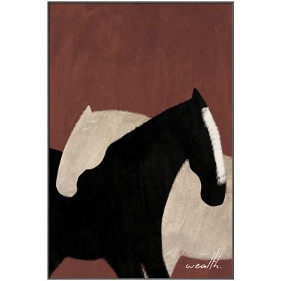 China Modern Hot Sale Customized Size Abstract Animals Black And White Horse Painting On Canvas Home for sale