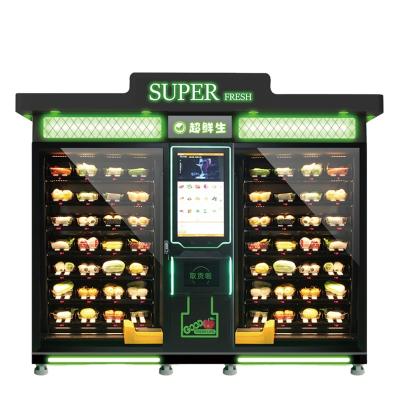 China Custom X/Y Adjustable Fruit Lift Subway Station Automatic Slots Burger Milk Outdoor Fresh Food Vending Machine for sale