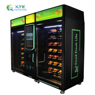 China Subway Station Automatic Combo Coin Operated Banknote Touch Screen Refrigerated Food Salad Sandwich Vending Machine for sale