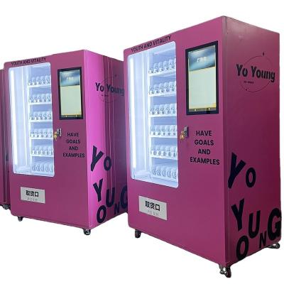 China Subway Station 21.5 Inch Touch Screen Coin Operated Pink Cosmetic Coin Operated Banknote Hair Mask Beauty Vending Machine For Fake Lashes for sale