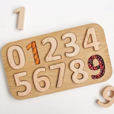 China Europe Customized First Education Natural Wooden Numbers Board Puzzle for sale