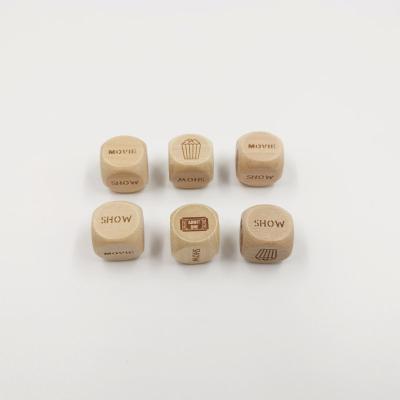 China Europe Custom 6 Sided Logo Engraved Wooden Dice For Kids Entertainment for sale