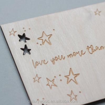 China Europe OEM Supply High Quality Custom Laser Cut Engraved Wooden Greeting Card for sale