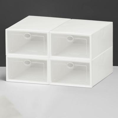 China Wholesale Front Open Stackable Shoes Box Viable Shoe Containers Plastic Shoe Storage Box for sale