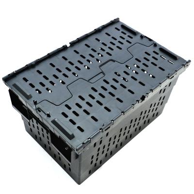 China Rectangular Agriculture Plastic Crate Large Capacity Eco-friendly Raw Material Flip Top Stackable Moving Crates for sale