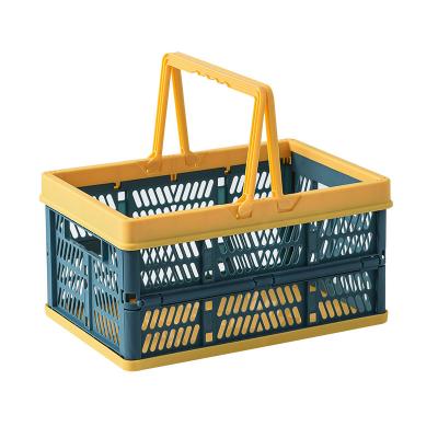 China Hot Selling Sustainable Storage Basket Kitchen Plastic Folding Vegetable Storage Baskets With Handle for sale