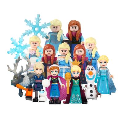 China Building Toy Hot Anime Girl Mini Series Anna Aisha Princess Snowman Christopher Elk Legoed Action Numbers Building Blocks Toys Children Gifts for sale