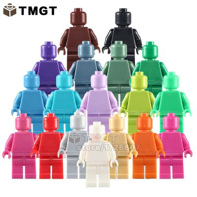 China Toy MOC Mini Action Figures Clear Blank Color DIY Plain Pure Plain Unprinted White Blue Skin Color Building Block Kids Toys for sale