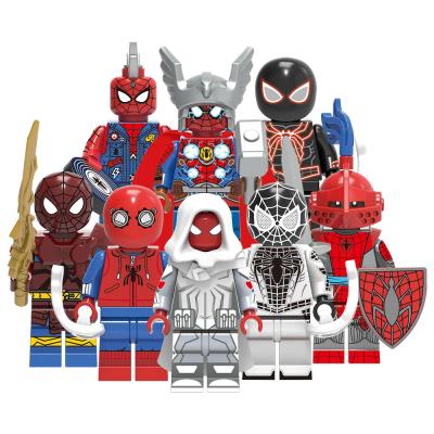 China New super hero building toy X0281 black spider man peter parker's punk roman warrior building block mini action numbers kids toys for sale