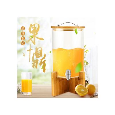 China Juice Dispenser With Wood Stand Eco Borosilicate Consious Drink Dispenser Glass Beverage Dispenser for sale