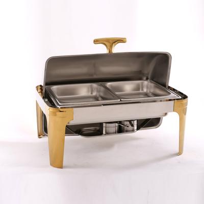 China Customized LOGO and luxury electric fuel dishes stainless steel buffet server food warmer chafing dish modern catering buffet for sale