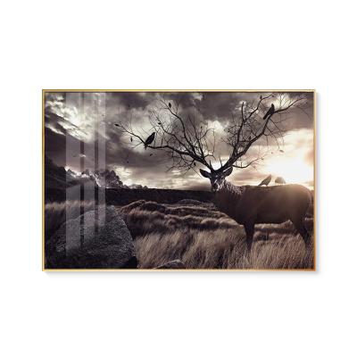 China Forest Elk Animal PS High Resolution Minimalist Nordic Frame Retro Fantasy Abstract Decorative Painting for sale