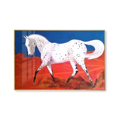 China Animal Creative European Decorative Painting Aluminum Alloy Frame Blue Sky High Resolution Horse Abstract for sale