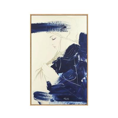 China Picosecond high resolution Nordic minimalist frame art blue ink beauty character color block decorative painting for sale