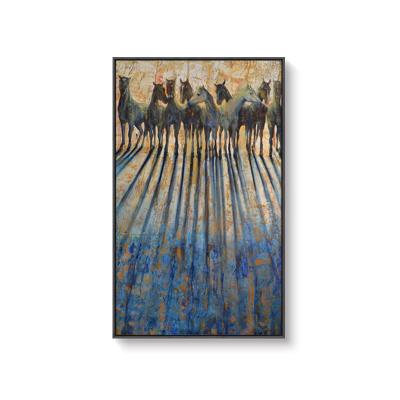 China Custom Modern Blue Original Horse Frame PS Animal Painting Background High Resolution for sale