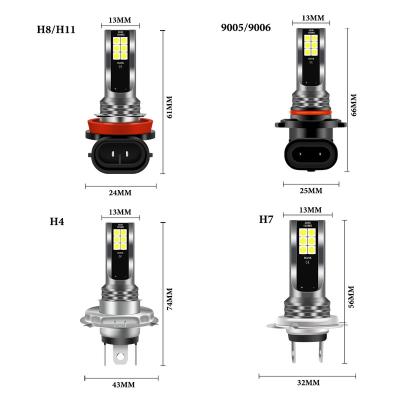 China 3030 Chip 12SMD H4 H11 H7 H13 Led Fog Light 9004 By 9005 For Car Lamp 12v Led Daytime Running Light Fog Lamp Running Light-9005/9006 for sale