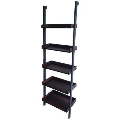 China 5 Tier Multi Function Black Bathroom Corner Book Storage Shelf For Home Decor for sale