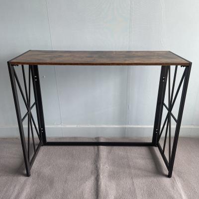 China Modern Simple Rustic Wood Coffee Table MDF End Table Living Room Console Style Side Table With Iron Pole Black for sale