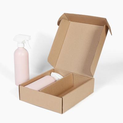 China Low Moq Recyclable Custom Printed Kraft Paper Corrugated Shipping Box With Logo For Cosmetic Bottles Clothes Apparel Packaging for sale