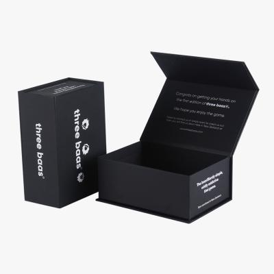 China Recyclable Logo Black Magnetic Fold Paper Box Custom Cardboard Packaging Luxury Handmade Gift Rigid Box With Magnet Closure for sale