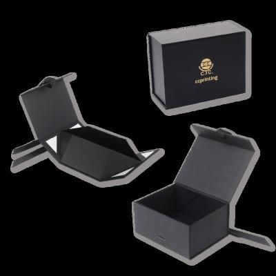 China Recycled Materials Wave Rigid Package Gift Set Box Black Magnetic Closure Package Printed Coated Paper Foldable Box With Lid Ribbon for sale