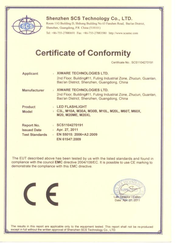 CE Certificate - Xiware Technologies Ltd.