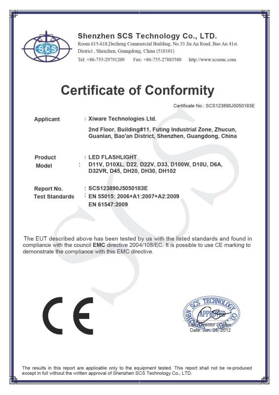 CE Certificate - Xiware Technologies Ltd.