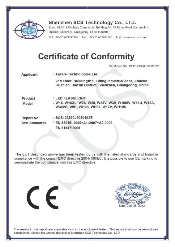 CE Certificate - Xiware Technologies Ltd.