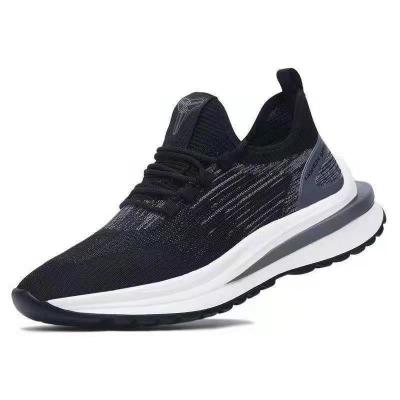 China New Lightweight Fly Weaving Thick Bottom Thin Casual Men's Shoes Breathable Mesh Sports Soft Tidal Running Shoes for sale