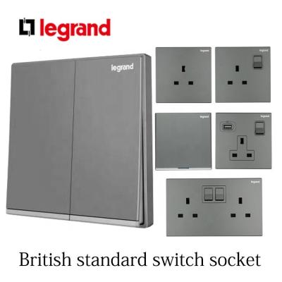 China Legrand switch socket 3 pin 13A socket galleon standard dark frameless household French British 2gamg household for sale