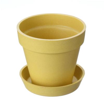 China CLASSIC Bamboo Fiber Round Colorful Cute Bright Orange Decorative Flower Planter Pots for sale