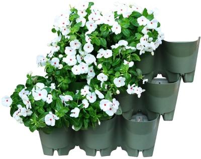 China New Modern Popular Living Semicircular 3 Pocket Outdoor Wall Vertical Garden Around Plastic Flower Pots for sale