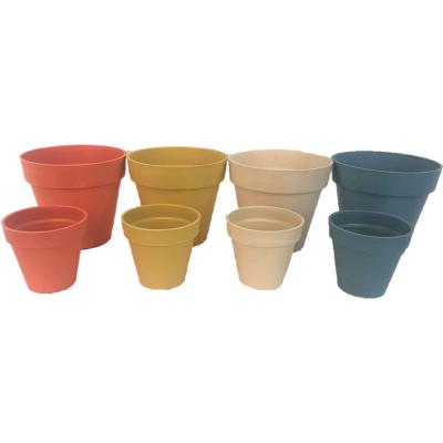 China Balcony Eco-friendly Solid Artificial Bamboo Garden Plastic Macarone Flower Pots Colorful Suit for sale