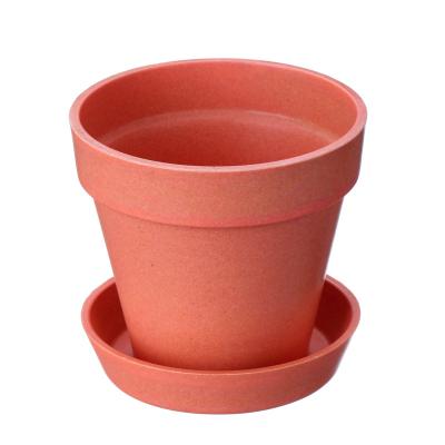 China CLASSIC Bamboo Fiber Round Colorful Cute Bright Orange Decorative Planter Flower Pots for sale