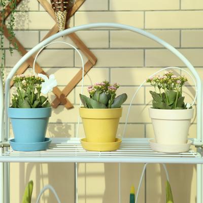 China Modern Indoor Small Garden Painting Plastic Flower Pots Self Watering Plant Pots for sale