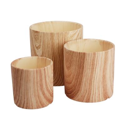 China Nordic Europe Style Wholesale Marble Grain Wood Grain Ceramics 3Pcs Decoration Plants Flower Pot Set for sale