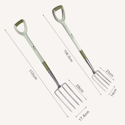 China Large Anti-Slip Handle Stainless Steel Long Handle Hand Garden Tool Cultivating Digging Gardening Fork for sale