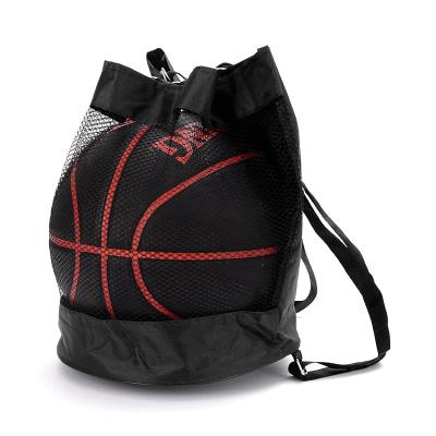 China 100% Polyester Portable Gym Bag Basketball Sports Equipment Foldable Drawstring Bag With Printed Logo for sale