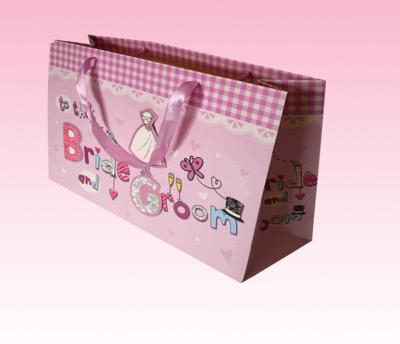 China custom Luxury paper gift Shopping Bag printing with satin ribbon manufacturer for sale