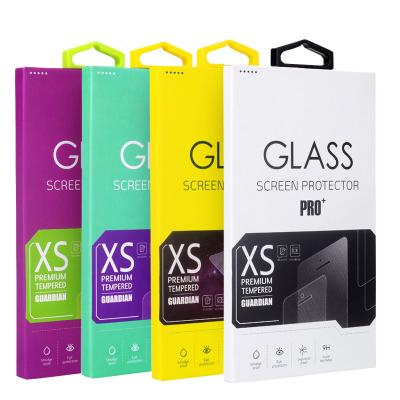 China custom recycling paper box printing factory with plastic hanger for glass screen protector for sale