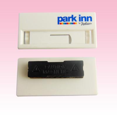 China restaurant name tags plastic id badge holder with logo printing insert paper for sale